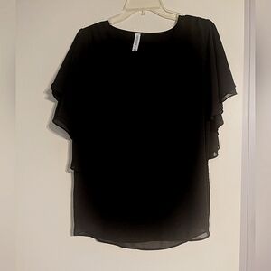 Zenana Elegant Black Sheer Layered Blouse